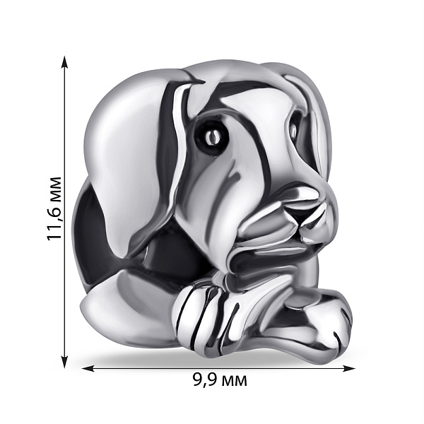 Серебряный шарм Пес без камней (арт. 7903/4251) – изображение 2