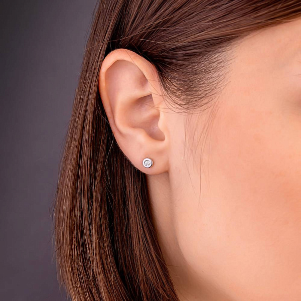 Золотые серьги-пусеты с бриллиантами (арт. Т011036015б) – изображение 2