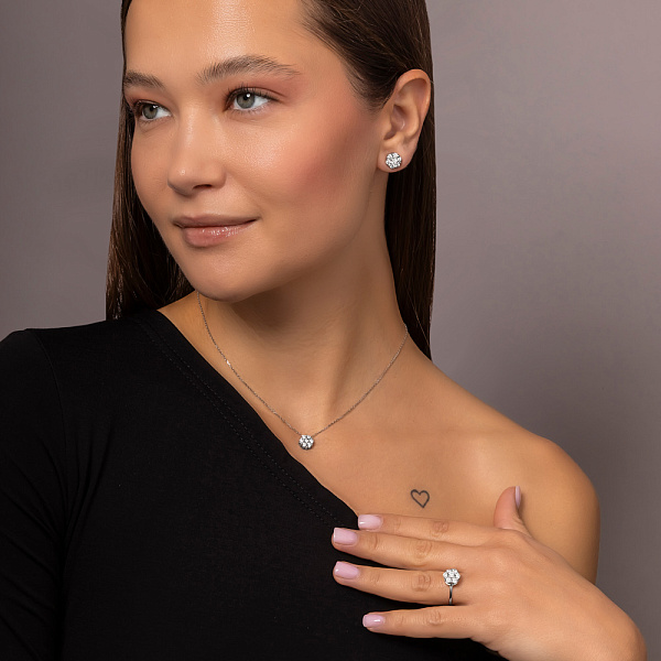 Золоті сережки-пусети з діамантами (арт. Т011442100б) – зображення 8