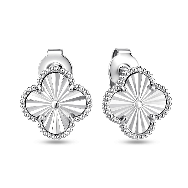 Серебряные серьги-пусеты клевер (арт. 7518/7438/10) – изображение 1