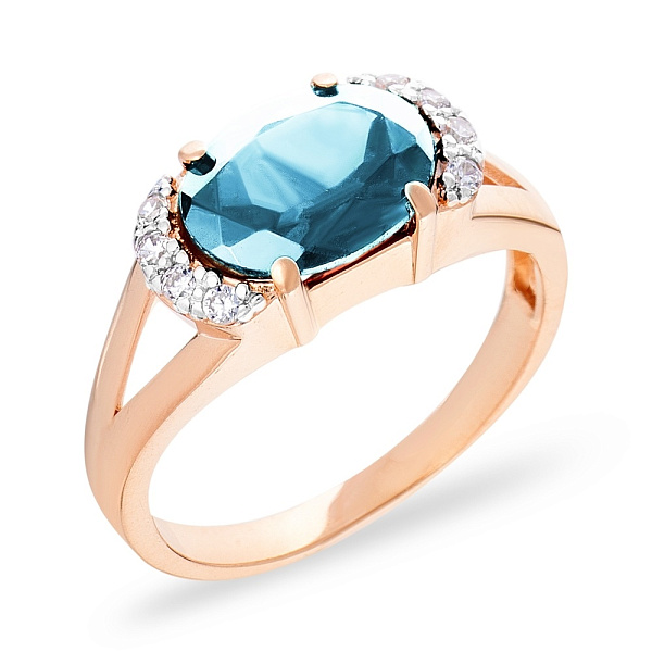 Золотое кольцо с кварцем и фианитами (арт. 140471ПгГ) – изображение 1