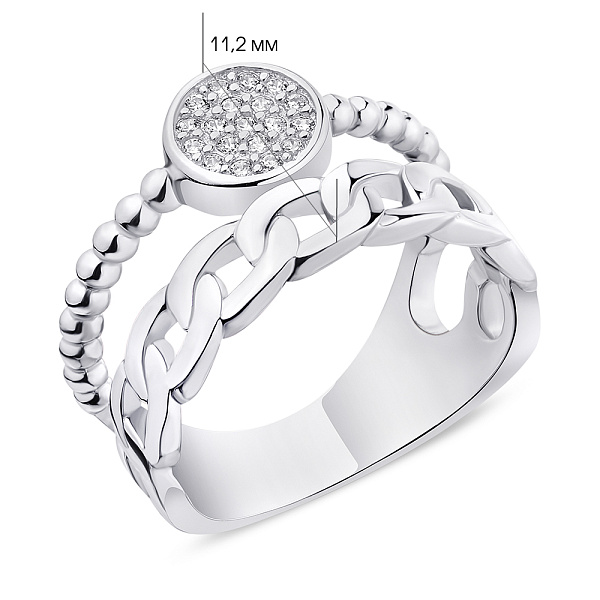 Серебряное двойное кольцо с фианитами (арт. 7501/6212) – изображение 2