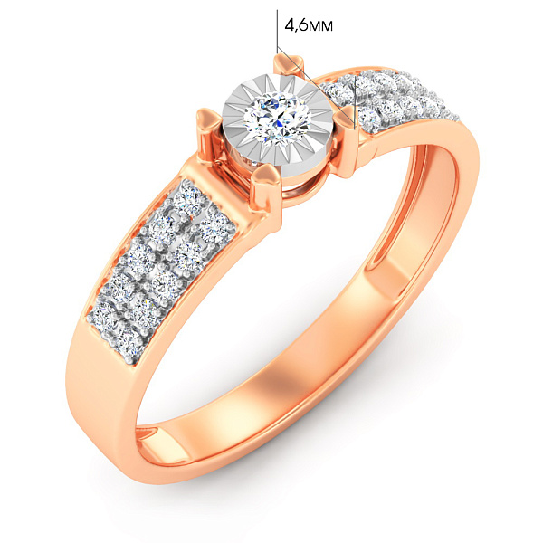 Золотое кольцо с бриллиантами (арт. К011731020) – изображение 2