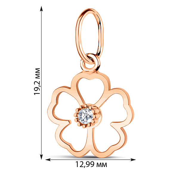 Золотой кулон Цветок с фианитом (арт. 424006) – изображение 2