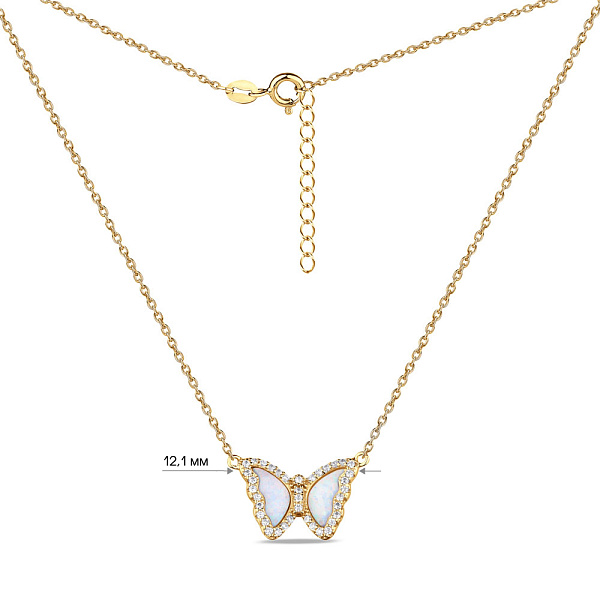 Серебряное колье с опалом и с желтым родированием (арт. 7507/1806жПоб) – изображение 3