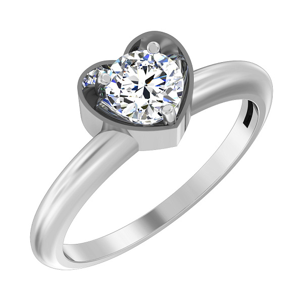 Кольцо из серебра "Сердце" с одним фианитом  (арт. Х140362) – изображение 1