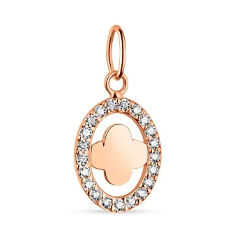 Золотой кулон в форме овала с фианитами (арт. 424425)