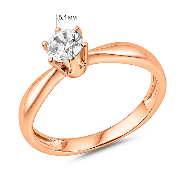 Каблучка з червоного золота з фіанітом (арт. 140340) – зображення 2