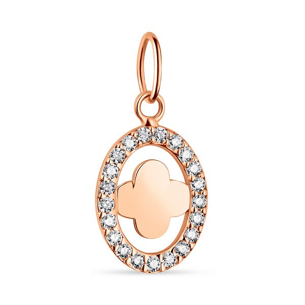 Золотий кулон в формі овалу з фіанітами (арт. 424425) – зображення 1