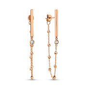 Довгі сережки-підвіски з червоного золота (арт. 109586)