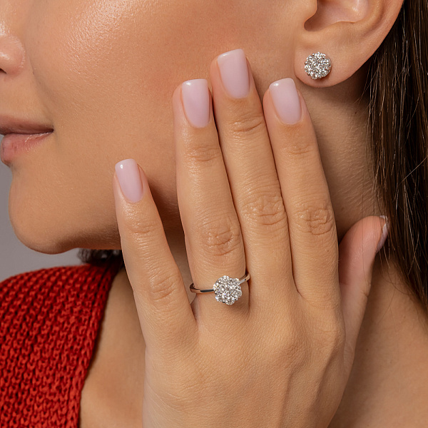 Золоті сережки-пусети з діамантами (арт. Т011442100б) – зображення 3