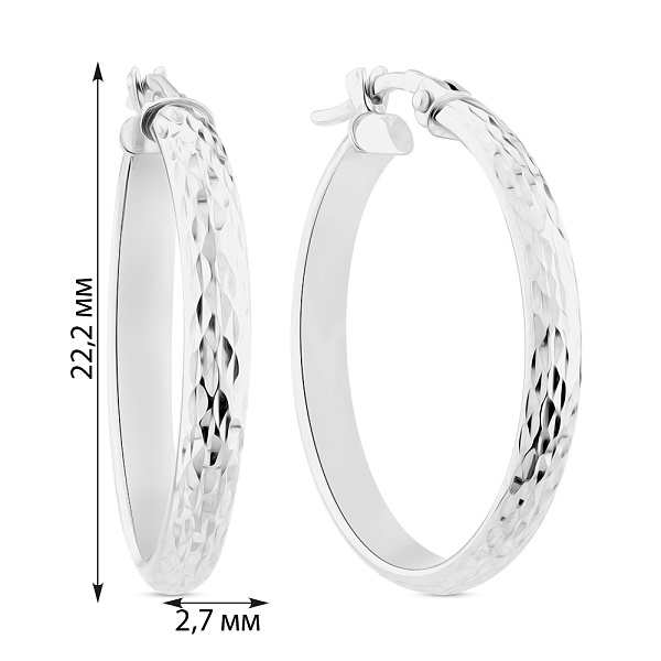Серьги-кольца из белого золота с алмазной гранью (арт. 1091733/20б) – изображение 4