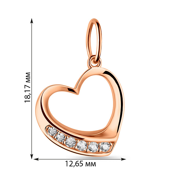 Золотой кулон Сердце с фианитами (арт. 424434) – изображение 2