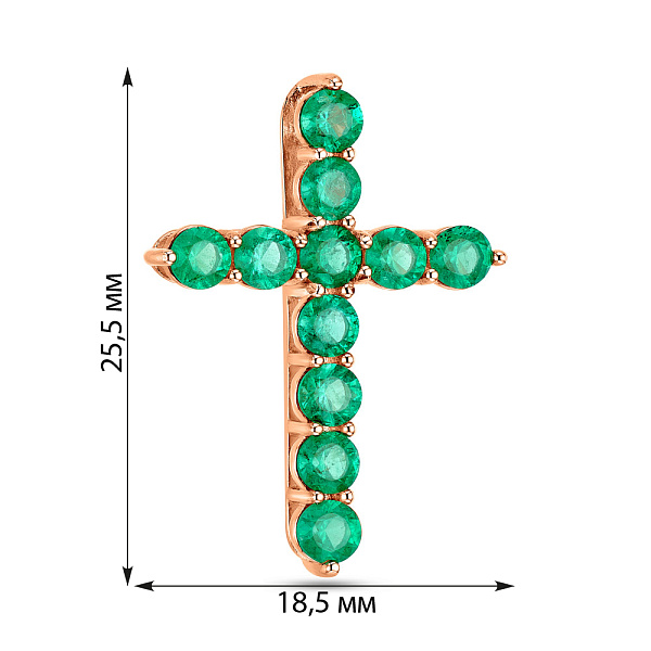Хрестик з червоного золота зі смарагдами (арт. 3109608201и) – зображення 2