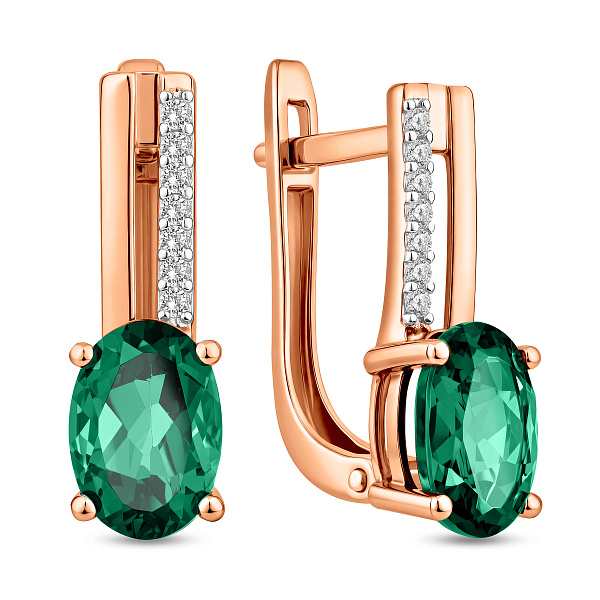 Сережки золоті з кварцом і фіанітами (арт. 111135Пз) – зображення 1