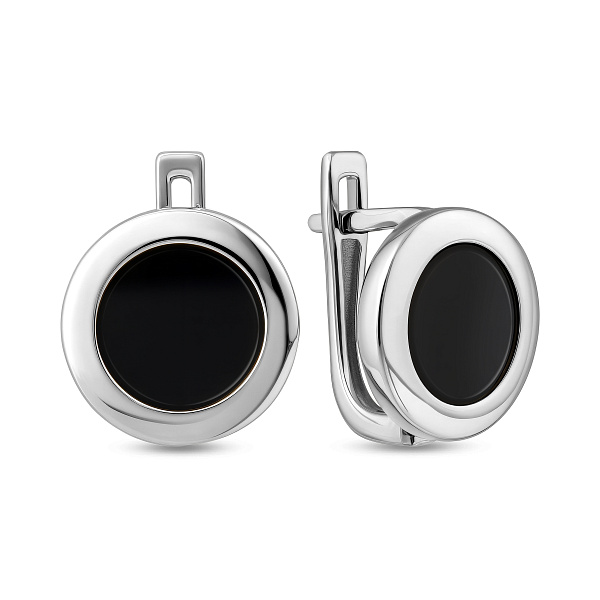 Сережки Лýна з білого золота з емаллю (арт. 111145бч) – зображення 1