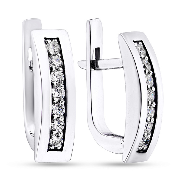 Серебряные серьги с фианитами (арт. 7902/5714-ч) – изображение 1