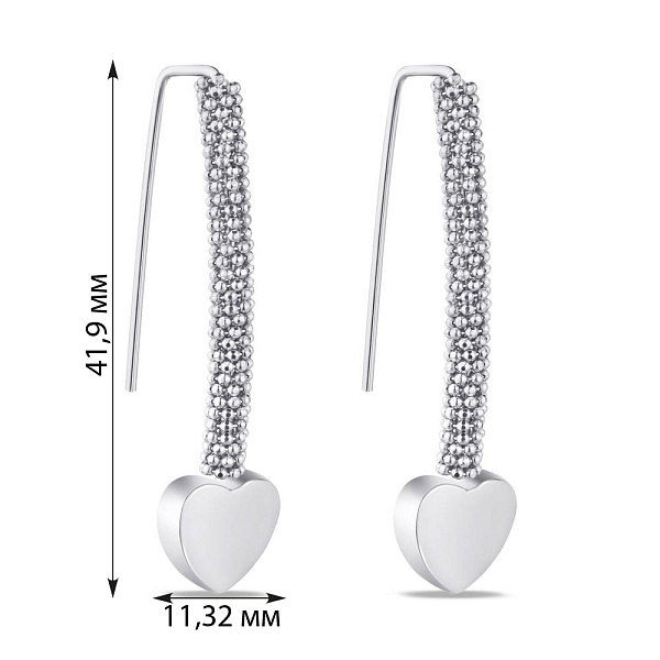 Срібні сережки "Сердечка" без каміння (арт. 7502/4284) – зображення 2