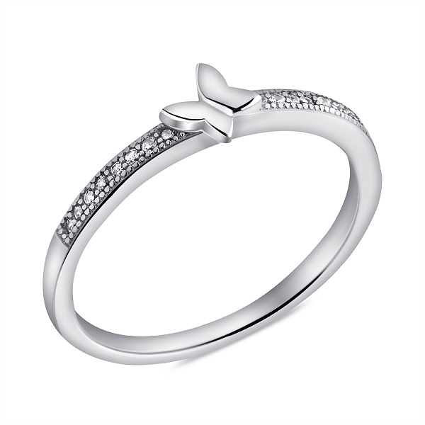 Серебряное кольцо Бабочка с дорожкой из фианитов (арт. 7501/КК2Ф/1097-18) – изображение 1