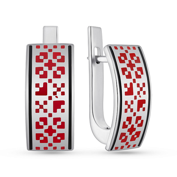 Серебряные серьги Орнамент с эмалью (арт. 7502/244екчсю) – изображение 1