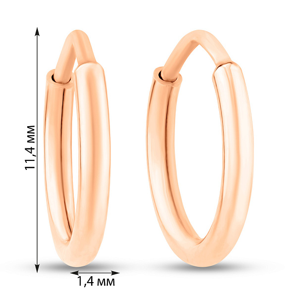 Золотые серьги-кольца в красном цвете металла  (арт. 121900/10) – изображение 2