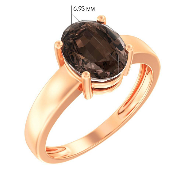 Кольцо из красного золота с дымчатым кварцем (арт. 141089Пкр) – изображение 2