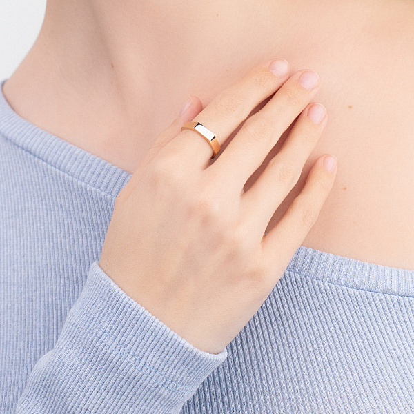 Золотое кольцо в красном цвете металла с родированием (арт. 154719р) – изображение 2