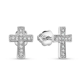 Золоті пусети Хрестики з діамантами  (арт. С341332010б)