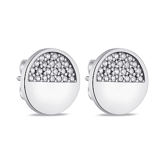 Фото Серебряные серьги-пусеты с эмалью и фианитами (арт. 7518/6567еч)