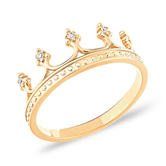 Золотое кольцо Корона с фианитами (арт. 140720ж)