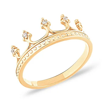 Золота каблучка Корона з фіанітами (арт. 140720ж)