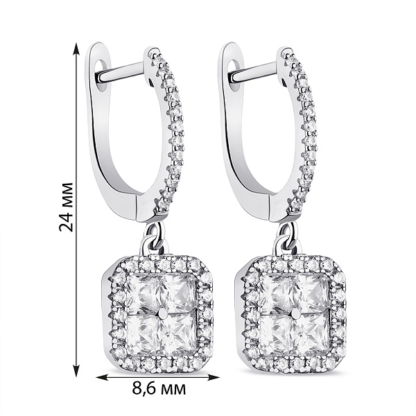 Серебряные серьги-подвески с фианитами (арт. 7502/9057) – изображение 2