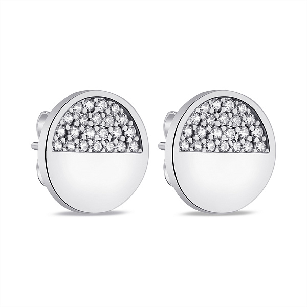 Серебряные серьги-пусеты с эмалью и фианитами (арт. 7518/6567еч) – изображение 1