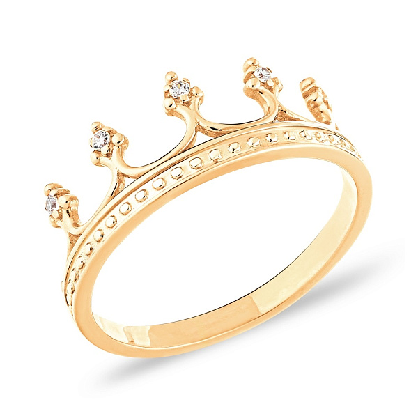 Золота каблучка Корона з фіанітами (арт. 140720ж) – зображення 1