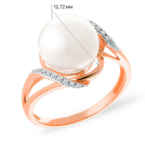 Золотое кольцо с бриллиантами и жемчугом (арт. К011190) – изображение 3