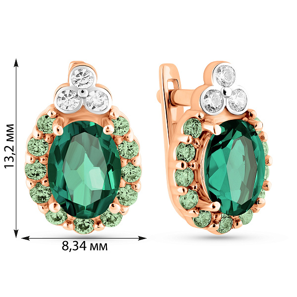 Серьги из красного золота с кварцем и фианитами (арт. 110856Пз) – изображение 2