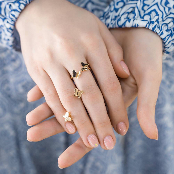 Золотое кольцо «Бабочки» (арт. 141059) – изображение 3