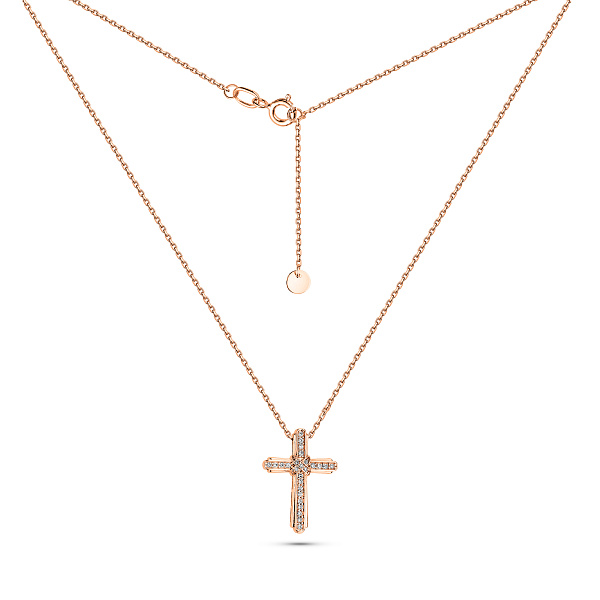 Золотое колье с крестиком и бриллиантами (арт. Ц011802010) – изображение 2