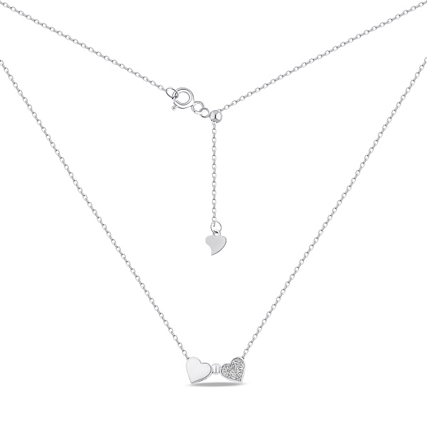 Серебряное колье Сердце с фианитами (арт. 7507/КЛ2Ф/038Ш-43) – изображение 2