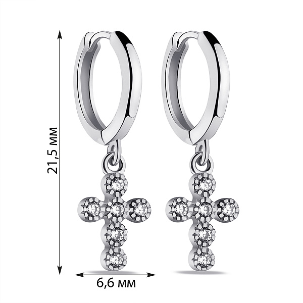 Серебряные серьги Крестики с фианитами (арт. 7502/9349/10) – изображение 2