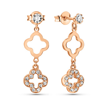 Сережки з червоного золота з фіанітами (арт. 1091592)