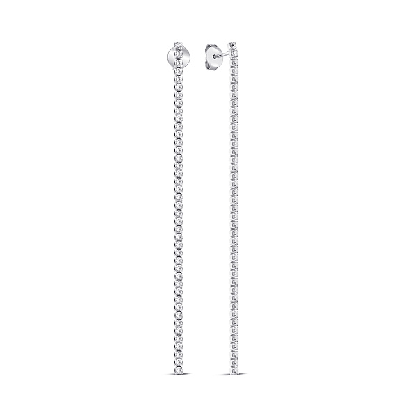 Длинные серебряные серьги с дорожкой из фианитов (арт. 7518/СК2Ф/3001) – изображение 1