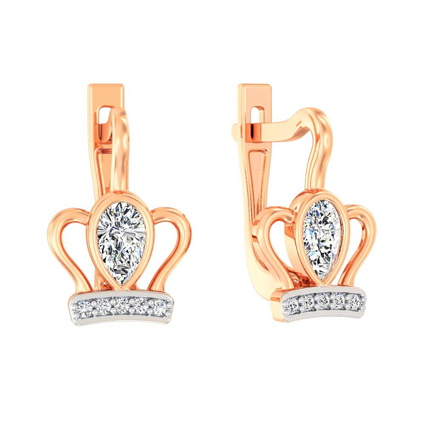 Сережки дитячі з червоного золота з фіанітами (арт. 110819) – зображення 1