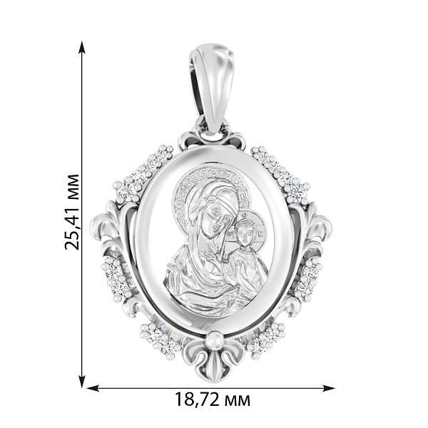 Ладанка Божия Матерь «Казанская» из золота с фианитами (арт. 440632б) – изображение 2