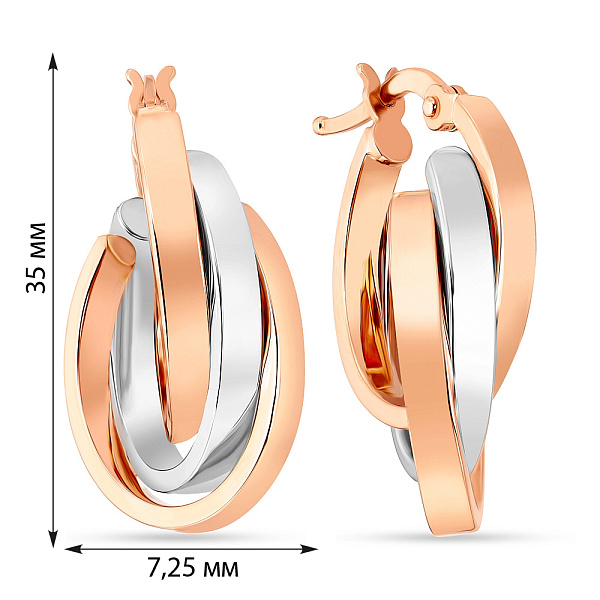 Серьги из комбинированного золота (арт. 105197/40кб) – изображение 2