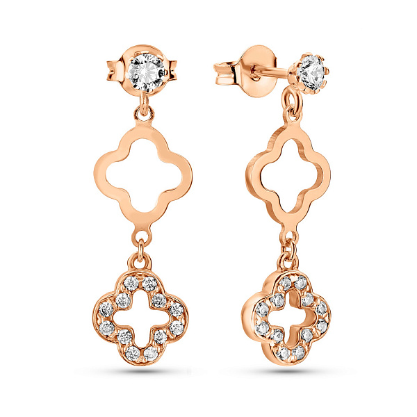 Сережки з червоного золота з фіанітами (арт. 1091592) – зображення 1