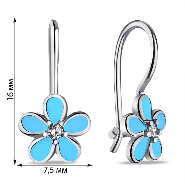 Срібні дитячі сережки Квітка з емаллю (арт. 7502/9749ег) – зображення 2