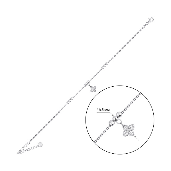 Срібний браслет Квітка на ногу (арт. 7509/4999н) – зображення 2