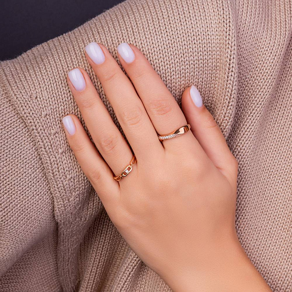 Каблучка з червоного золота з доріжкою з фіанітів (арт. 156100) – зображення 2