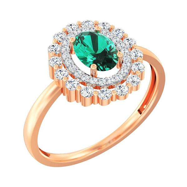 Золотое кольцо с кварцем и фианитами (арт. 141171Пз) – изображение 1